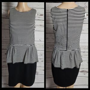 Tart Black White Sleeveless Peplum Dress Small EUC
